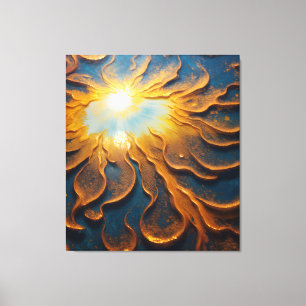 Chic Modern Elegant Golden Sol Teal Background Canvastryck