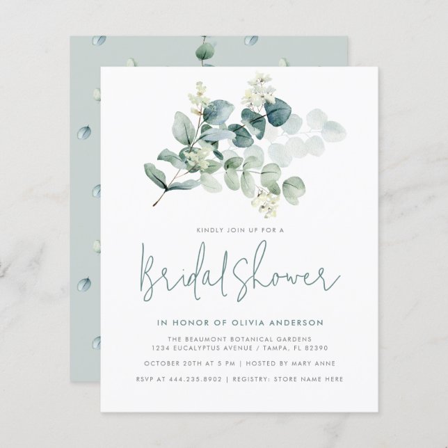 Chic Modern Eucalyptus Greenery Möhippa (Fram/baksida)