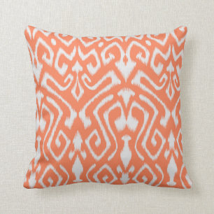 Chic modern färglös orange ikat-stammen mönster kudde