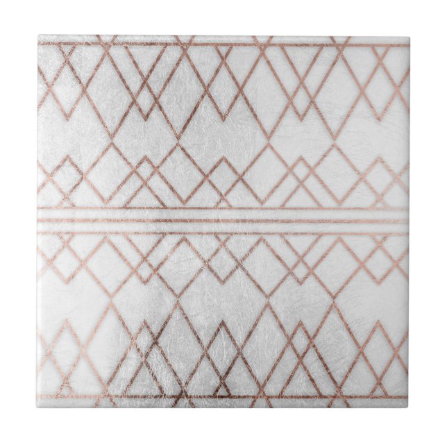 Chic Modern Faux Ro Guld Geometric Triangles Kakelplatta (Framsidan)