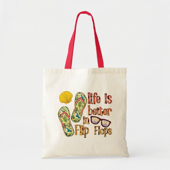 Chic, Modern Flip-flopp Sommar Tote-bag Tygkasse (Framsidan)