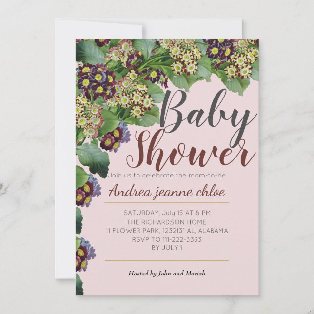 Chic & Modern Flowers Blommigt Garden Baby Shower Inbjudningar (Framsida)