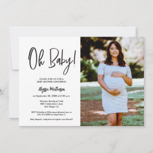 Chic Modern fotohandtag Oh Baby Shower Inbjudningar