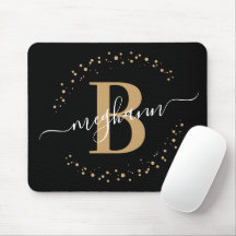 Chic Modern Girly Black Guld Namn-skript, Monogram