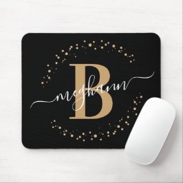 Chic Modern Girly Black Guld Namn-skript, Monogram Musmatta