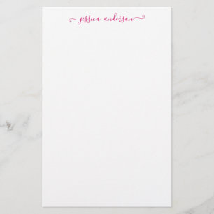 Chic Modern Girly Magenta Rosa Script Calligraphy Brevpapper