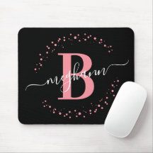 Chic Modern Girly Rosa Black Namn-skript, Monogram