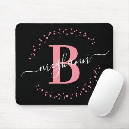 Chic Modern Girly Rosa Black Namn-skript, Monogram Musmatta