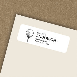 Chic Modern Golf Boll & Tee White Returadress Etikett