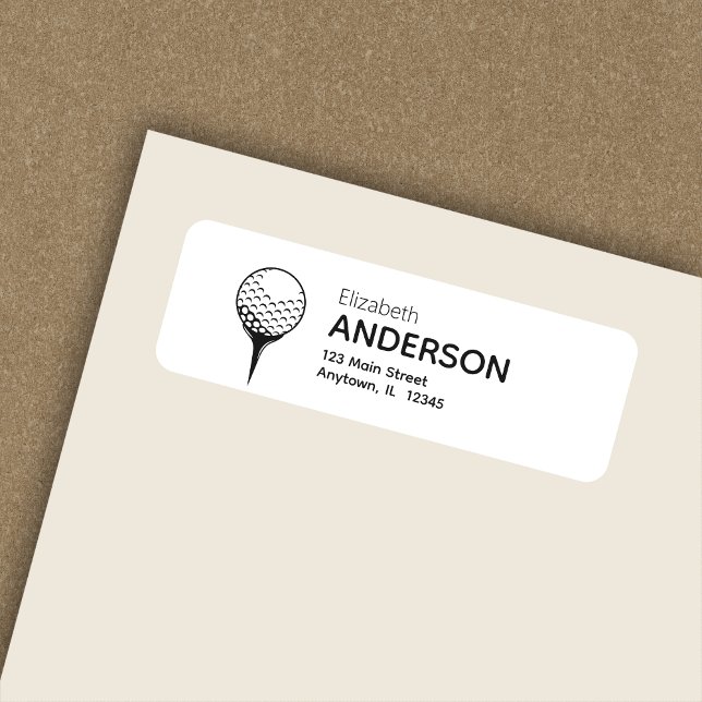 Chic Modern Golf Boll & Tee White Returadress Etikett (Skapare uppladdad)