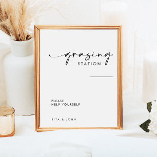 Chic Modern Grasing Station Bord Bröllop Poster