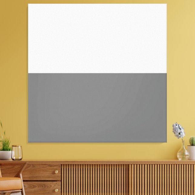 Chic Modern Grått White Minimalist Färg Block Canvastryck (Insitu (Vardagsrum))