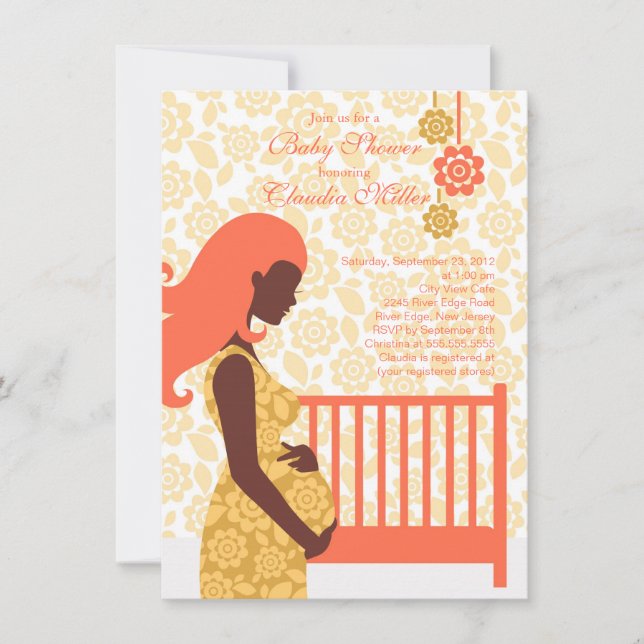 Chic modern gravid mammababy shower inbjudningar (Framsida)