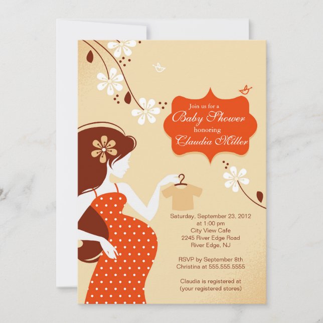 Chic modern gravid mammababy shower inbjudningar (Framsida)