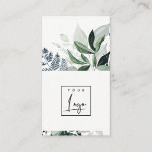 Chic Modern Grönt Leafy Tropical Foliage Fern Logo Visitkort
