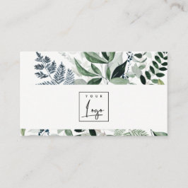 Chic Modern Grönt Leafy Tropical Foliage Fern Logo Visitkort