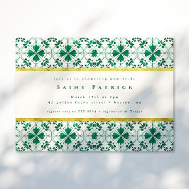 Chic Modern Grönt St. Patrick's Day Baby Shower Inbjudningar