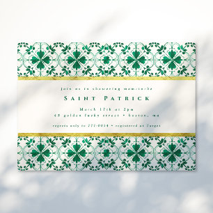 Chic Modern Grönt St. Patrick's Day Baby Shower Inbjudningar