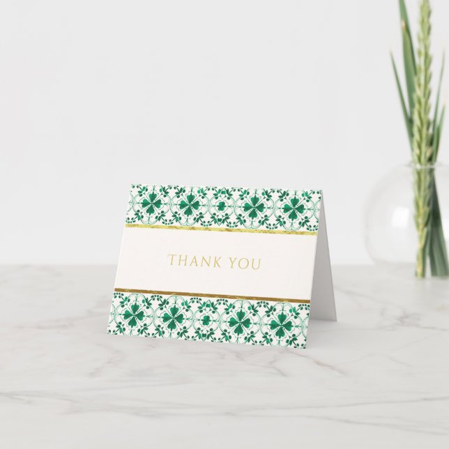 Chic Modern Grönt St. Patrick's Day Baby Shower Tack Kort (Framsida)