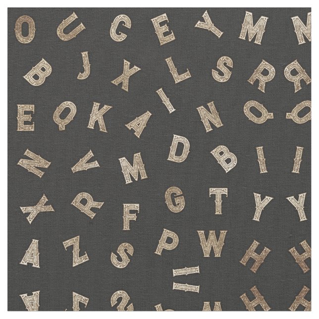 Chic Modern Guld Alphabet Brev Typography Black Tyg (Närbild)