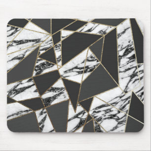 Chic modern guld- marmor och svart geometriskt musmatta