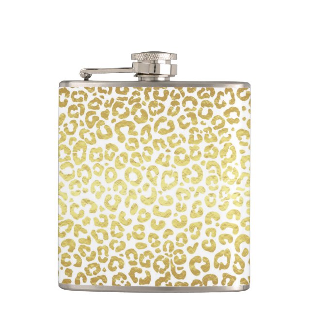 Chic Modern Guld White Leopard Jaguar Cheetah Fickplunta (Framsidan)