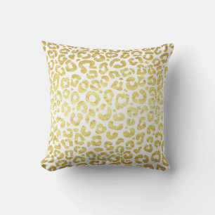 Chic Modern Guld White Leopard Jaguar Cheetah Kudde