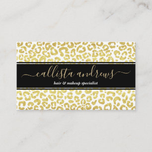 Chic Modern Guld White Leopard Jaguar Cheetah Visitkort