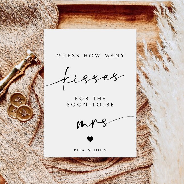 Chic Modern Kisses for Mrs Möhippa Game Sign Poster (Skapare uppladdad)