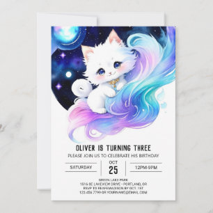 Chic Modern Kitten Birthday Inbjudningar