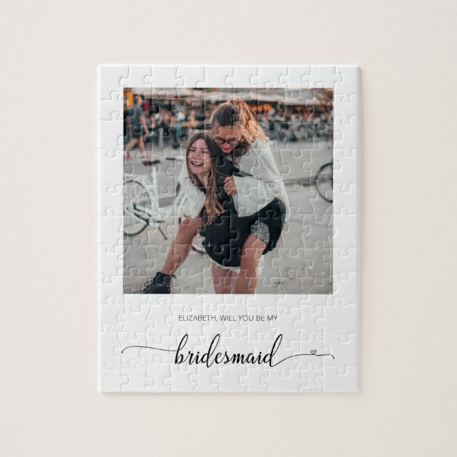 Chic Modern kommer du att bli mitt Bridesmaid-foto Pussel (Vertikal)