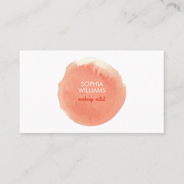 Chic Modern korallfärgspaltfack för vattenfärg Visitkort (Framsida)