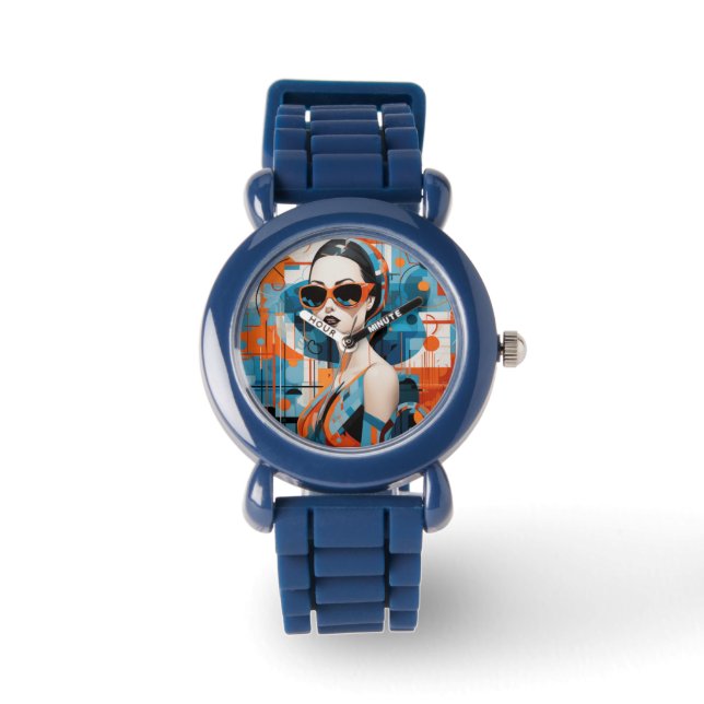 Chic modern kvinna, geometrisk elegans armbandsur (Framsida)