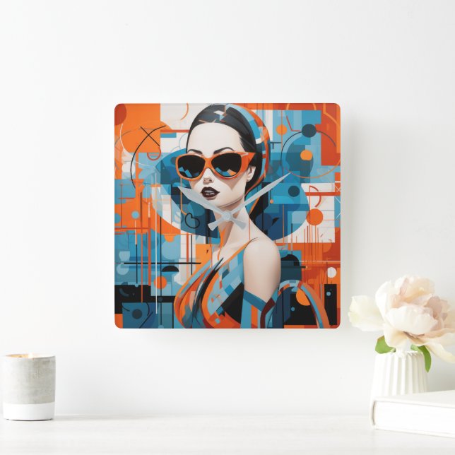 Chic modern kvinna, geometrisk elegans fyrkantig klocka (Hem)