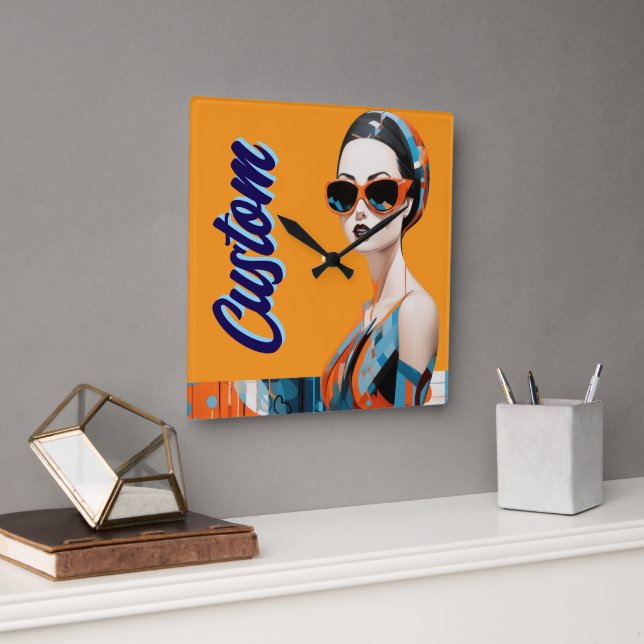 Chic modern kvinna, geometrisk elegans fyrkantig klocka (Kontor)