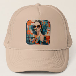 Chic modern kvinna, geometrisk elegans keps