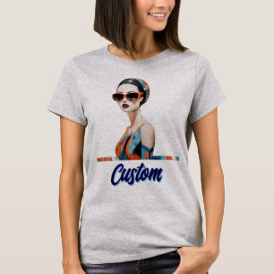 Chic modern kvinna, geometrisk elegans t shirt