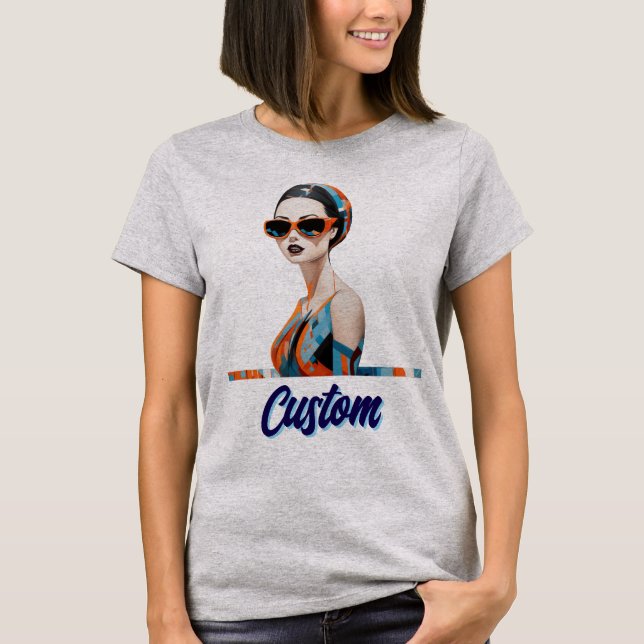 Chic modern kvinna, geometrisk elegans t shirt (Framsida)