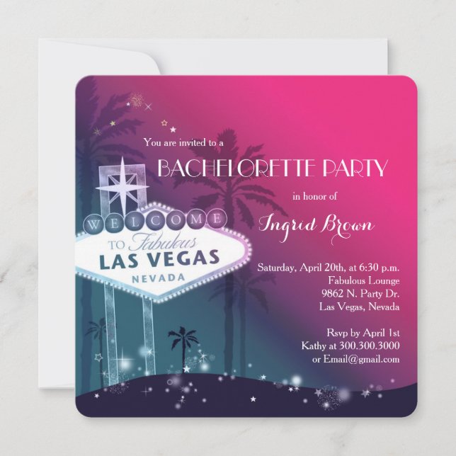 Chic Modern Las Vegas Bachelorette Party Inbjudningar (Framsida)