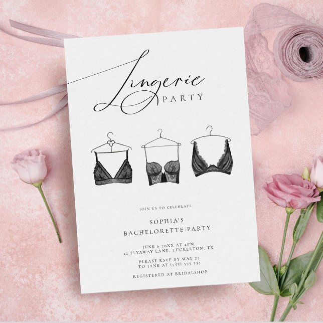 Chic Modern Lingerie Bachelorette Party Inbjudningar (Skapare uppladdad)