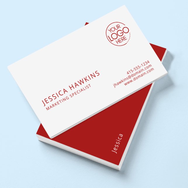 Chic Modern Logotyp Crimson Red Professionell Visitkort (Skapare uppladdad)