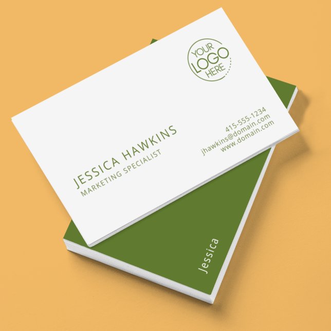 Chic Modern Logotyp Oliv grönt Professionell Visitkort (Skapare uppladdad)