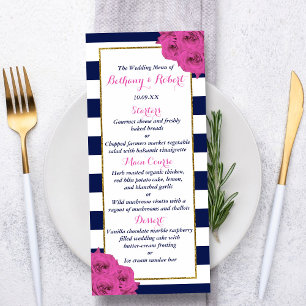 Chic Modern Luxe Rosa ros Bröllop Menu Reklamkort