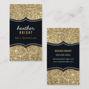 CHIC modern lyx glam glitter svart guld Visitkort