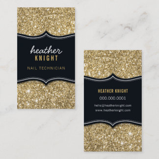 CHIC modern lyx glam glitter svart guld Visitkort