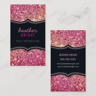 CHIC modern lyx glam glitter svart rosa Visitkort