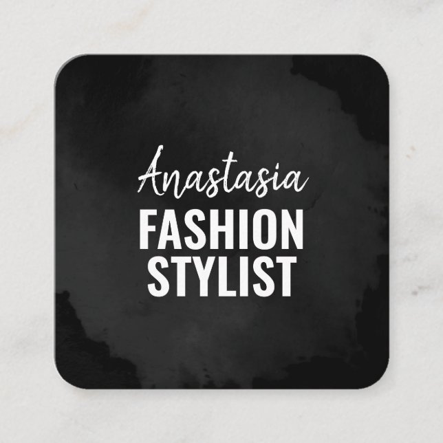 Chic Modern lyx Plain Black Simple Minimalist Fyrkantigt Visitkort (Framsida)