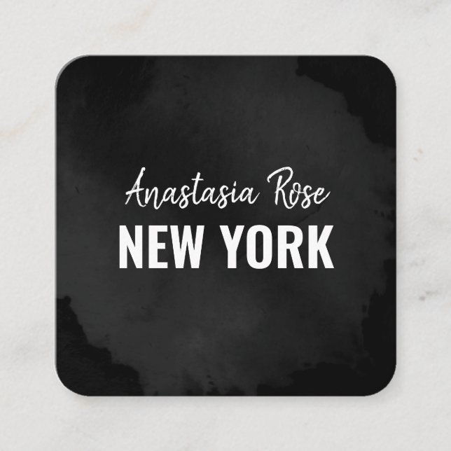 Chic Modern lyx Plain Black Simple Minimalist Fyrkantigt Visitkort (Framsida)