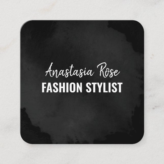 Chic Modern lyx Plain Black Simple Minimalist Fyrkantigt Visitkort (Framsida)