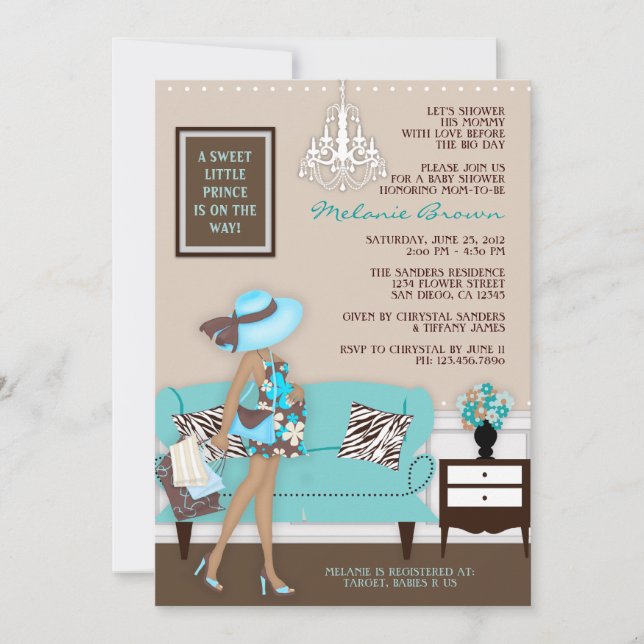 Chic Modern Mamma Baby Shower Inbjudan (Framsida)